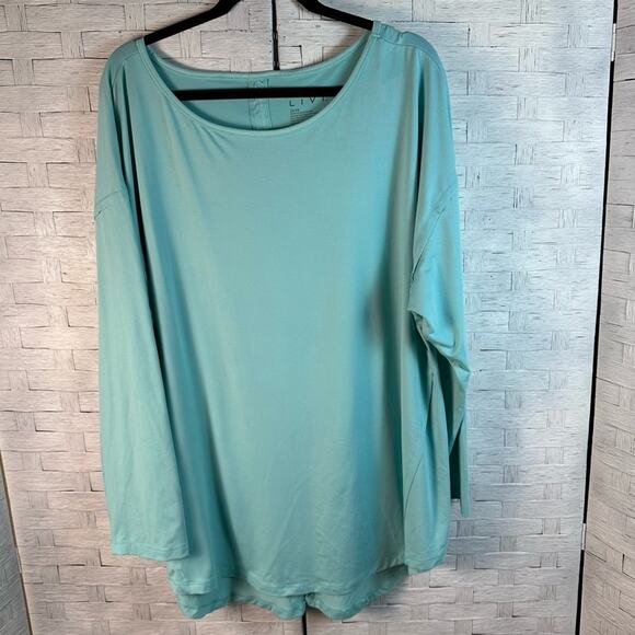 LIVI LANE BRYANT / open back athletic long sleeve teal activewear plus size - Picture 1 of 10